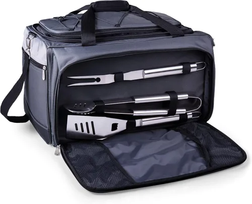 Miniatura 8 de ONIVA – una marca Picnic Time Buccaneer - Bolsa portátil para parrilla de carbón y hielera, (negro con detalles en gris)