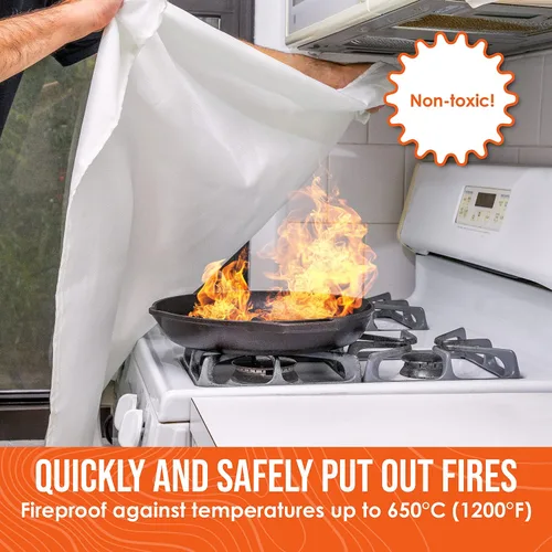 Miniatura 2 de Go Time Gear Manta de emergencia contra incendios para el hogar y la cocina, kit de manta ignífuga de emergencia ignífuga, manta ignífuga