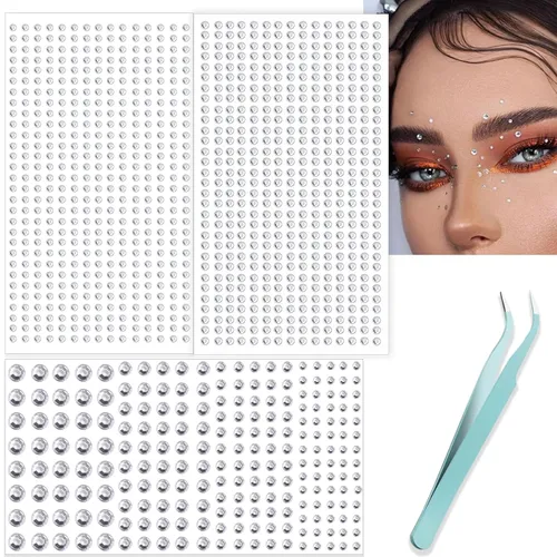Miniatura 7 de NOOEPC Gemas faciales para el cabello, joyas autoadhesivas para la cara, joyas para los ojos, diamantes de imitación para la cara, gemas