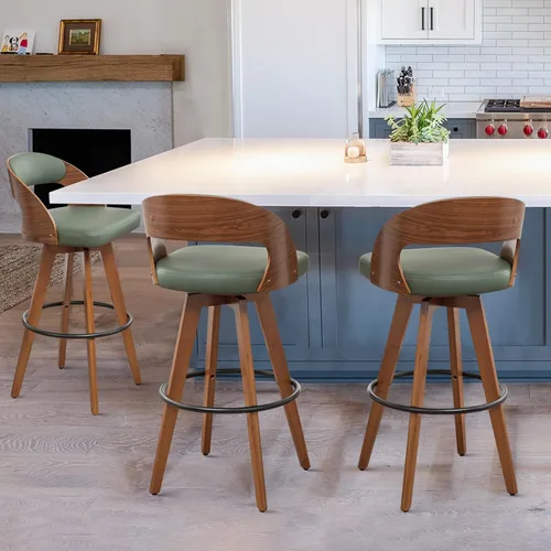 Miniatura 21 de MEKLIBA Juego de 2 taburetes de bar de altura de mostrador para isla de cocina, silla de bar tapizada moderna de 26.8 pulgadas, taburetes giratorios