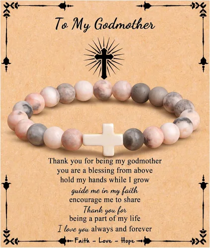 Miniatura 37 de JoycuFF Regalos Cristianos, Pulseras de Cruz para Mujeres, Joyería Cristiana Católica Religiosa de Fe de Pascua, Pulseras de Piedra Natural