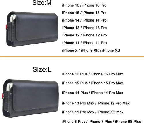 Miniatura 3 de Funda de cuero para 2 fundas para teléfono celular con clip para cinturón para iPhone 16pro Max, 16 Plus, 15Pro Max, 15Plus, 14Pro Max, 14Plus