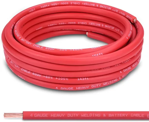 Miniatura 32 de Cable de Batería Calibre 2/0, 10 Pies Rojo + 10 Pies Negro 2/0 AWG Cable de Alambre de Soldadura de Cobre Puro, para Automotriz, Batería, Solar