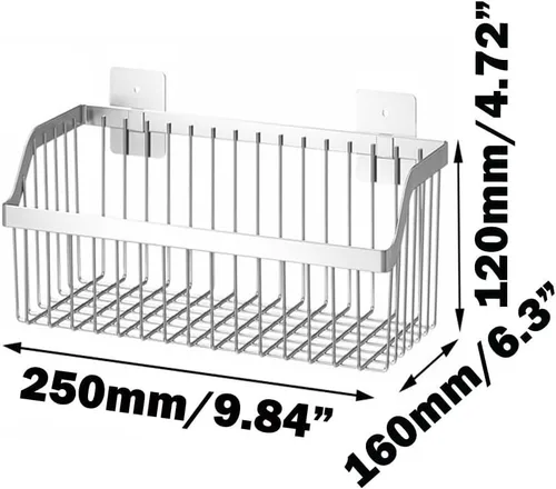 Miniatura 2 de SUS304 - Cestas de almacenamiento colgantes de acero inoxidable para montaje en pared, estante de almacenamiento de alambre de metal para cocina