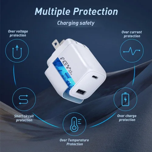 Miniatura 5 de FGY Cargador de pared USB C, cargador rápido GaN II de 30 W, bloque de carga de doble puerto, carga rápida para iPhone17/16/15/14 Pro