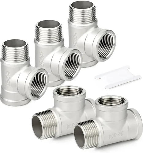 Miniatura 23 de TAISHER 2 piezas de accesorios de tubo en T de acero inoxidable 304, accesorios de tubo hembra NPT de 1-1/2" x 1-1/2" x 1-1/2