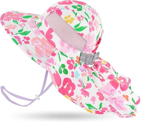 Miniatura 71 de Sombrero de sol para niños, protección UV, unicornio, verano, playa, jugar con ala ancha, solapa para el cuello para niñas y niños