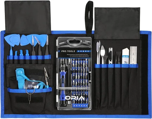Miniatura 8 de ORIA - Juego de destornilladores de precisión, kit 86 en 1 de herramientas de reparación con 57 brocas, bolsa portátil para teléfono celular