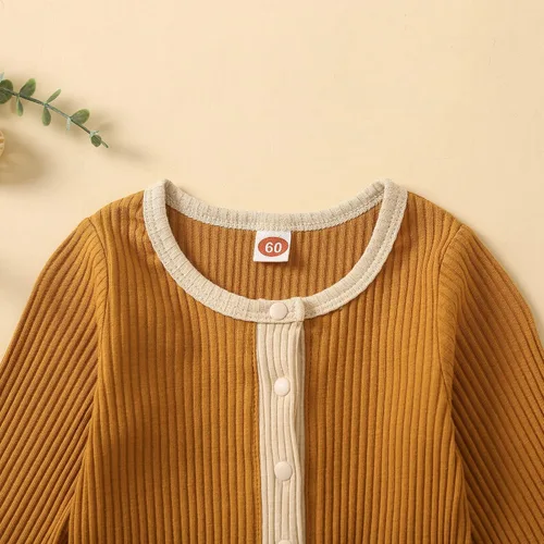 Miniatura 4 de LEBOLONG Enterizo unisex para bebés y niñas, con botones, liso, de una pieza, para bebés y niñas, ropa