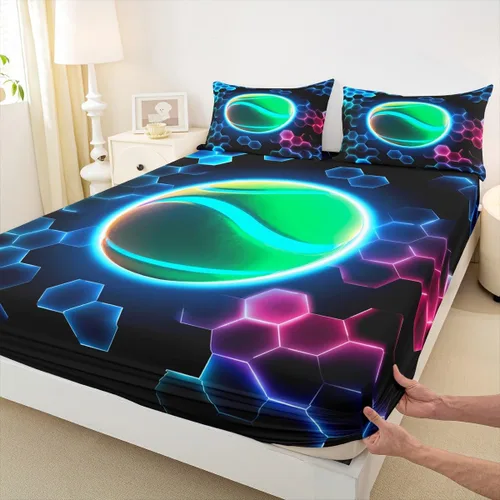 Miniatura 21 de Erosebridal Graffiti Rugby Ball Sheets for Boys Girls Colorful Rugby Helmet Fitted Sheet,Sports Kids Bedding Sets Football Game Bed Sets Twin 2 Piece