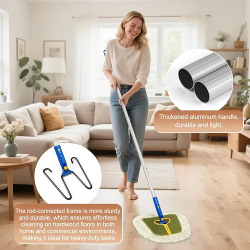 Miniatura 7 de Trapeador de microfibra para limpieza de pisos, trapeador de piso reutilizable con 3 almohadillas lavables, trapeador plano de botella recargable