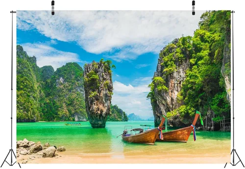 Miniatura 3 de Telón de fondo de tela de 5 x 3 pies de la isla de Phuket, Tailandia, barco, verano, playa, fotografía, fondo para adultos, retratos, boda, viajes
