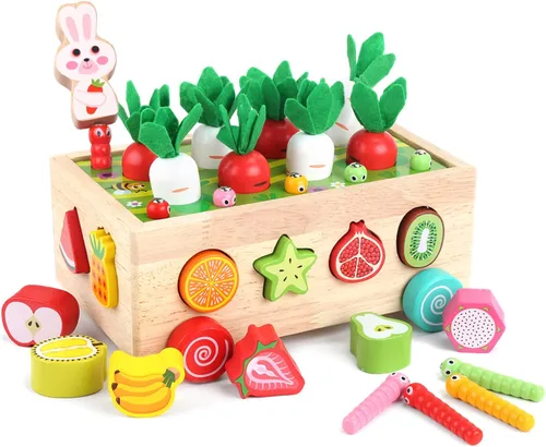 Juguetes Montessori de madera educativos para bebés niños y niñas de 1, 2, 3 años, juguetes de clasificación de formas para el primer cumpleaños,