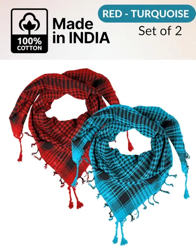 Miniatura 73 de LOVARZI Shemagh Cottons Arab Keffiyeh - Bufanda militar táctica para cabeza y cuello