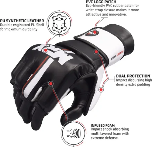 Miniatura 2 de Guantes MMA para combate, con palma ventilada abierta, guantes de artes marciales adecuados para hombres y mujeres, lucha de jaula kara