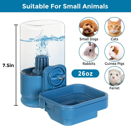 Miniatura 2 de VANNON Dispensador de agua con filtro de animales pequeños para jaula, botella de agua de 26 onzas para jaulas, sin BPA y antiflujo para mascotas