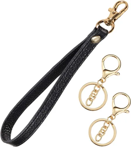 Correa tipo pulsera de piel auténtica, correa de muñeca para llavero, monedero, bolso de mano, celular, pulsera para llave