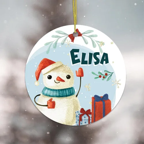 Miniatura 2 de Adorno de muñeco de nieve personalizado, muñeco de nieve de Papá Noel, adorno de Navidad con nombre personalizado, lindo adorno de muñeco de nieve