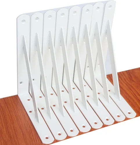 Miniatura 46 de Paquete de 16 soportes de estante resistentes negros de 20 pulgadas de largo x 12 pulgadas de alto con tornillos, soportes de estante de metal