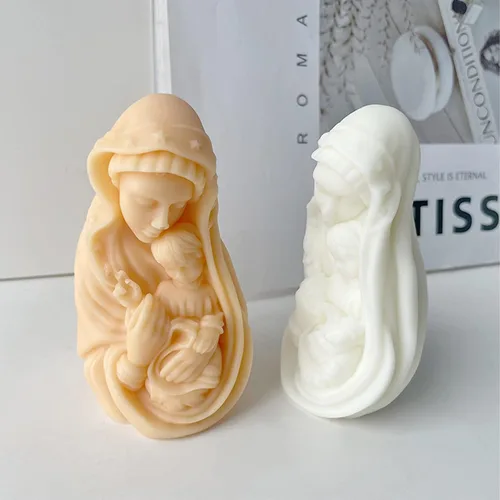 Miniatura 3 de Molde para velas de Virgen María, molde de silicona para hacer velas religiosas, molde de vela de belén para decoración del hogar y manualidades