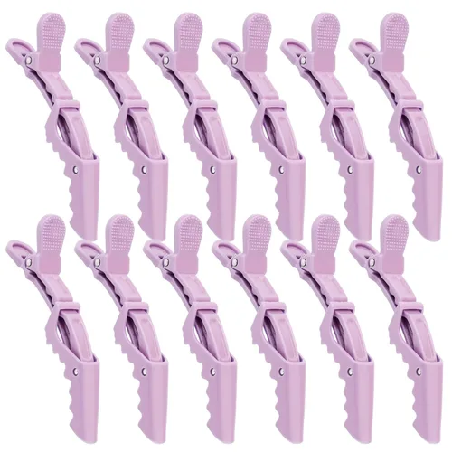 Miniatura 10 de YISSION 12 pinzas de pelo de cocodrilo negro para peinar, seccionar, maquillaje, pinzas de pelo de pato mate grandes, sin arrugas, pasadores de pelo