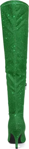Miniatura 3 de Allegra K Botas altas con punta puntiaguda y purpurina para mujer