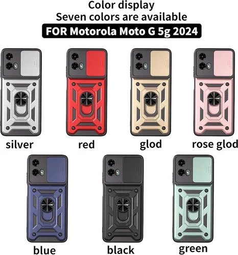Miniatura 2 de Funda para Motorola Moto G 5G 2024 con protector de pantalla, funda protectora con protector de cámara, funda protectora con función atril para Moto