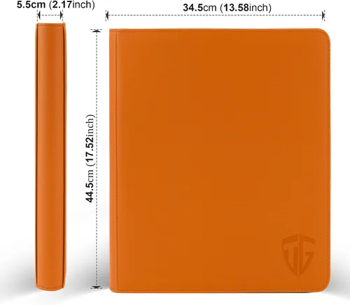 Miniatura 2 de Carpeta con cremallera de 16 bolsillos para más de 1000 tarjetas, bolsillos laterales seguros de carga, carpeta de álbum de tarjetas Naranja 16