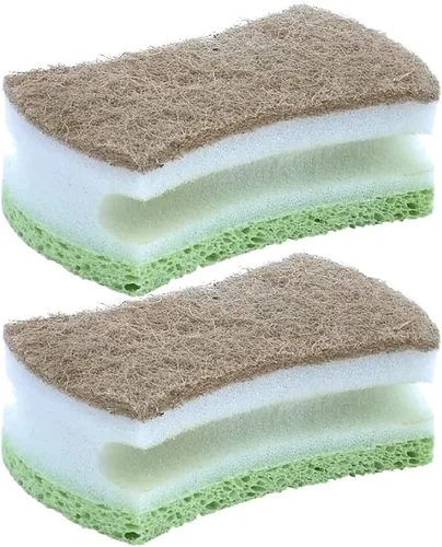 Miniatura 11 de Esponja exfoliante antiarañazos con un agarre cómodo, esponja de cocina resistente de doble cara, esponja de celulosa, sin arañazos, con juego