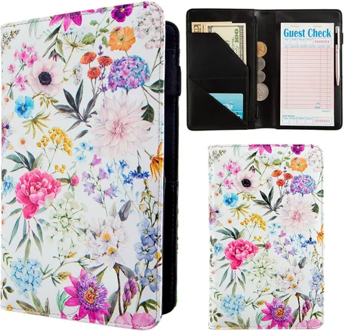 Miniatura 16 de Libretas para camarera de AIRMORS, con bolsillo con cremallera, libreta de cuero para camarera, cartera organizadora de dinero para camarero