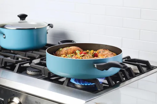 Miniatura 2 de Farberware Olla grande antiadherente apta para lavavajillas/sartén con asa auxiliar - aluminio, 6 cuartos, azul Aguamarina