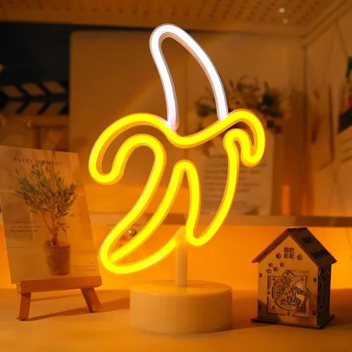 Miniatura 5 de Letrero de neón de plátano, luz LED WIOSOUL Banana con base para decoración de mesa, lámpara LED USB / batería alimentada por batería para hombre