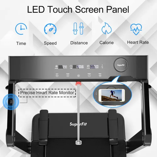 Miniatura 2 de Goplus Caminadora plegable de alta resistencia 4.0HP, caminadora eléctrica plegable Superfit con pantalla táctil LED, cinturón de frecuencia