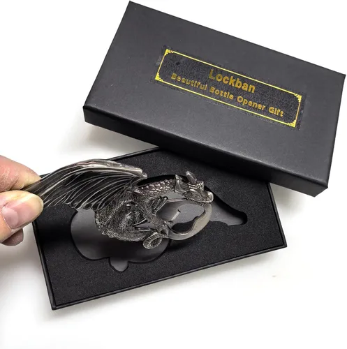 Miniatura 4 de Abrebotellas de dragón, estilo gótico, dragón, de metal, cerveza, barman, abrebotellas, para hombres, regalo, bar, fiesta, juego (plata antigua)