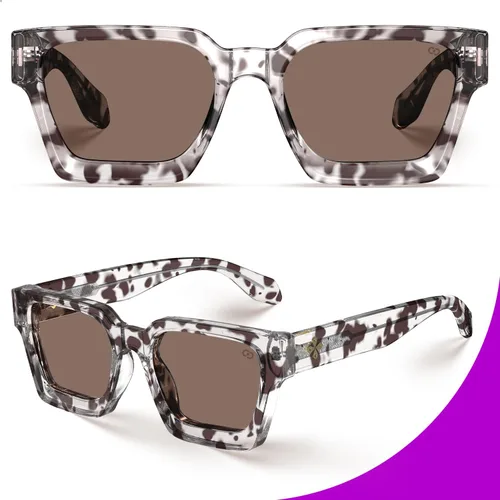 Miniatura 72 de VISOONE Moda 100% UV400 Protección Rectángulo TR90 Y2K Gafas de sol Accesorios para Mujeres Hombres RIVER, Carne de suelo/Gris Rosa