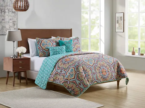 Miniatura 4 de VCNY HOME Yara Collection - Juego de edredón reversible ultra suave, ligero, fresco y transpirable, lavable a máquina, individual XL, aguamarina, 4