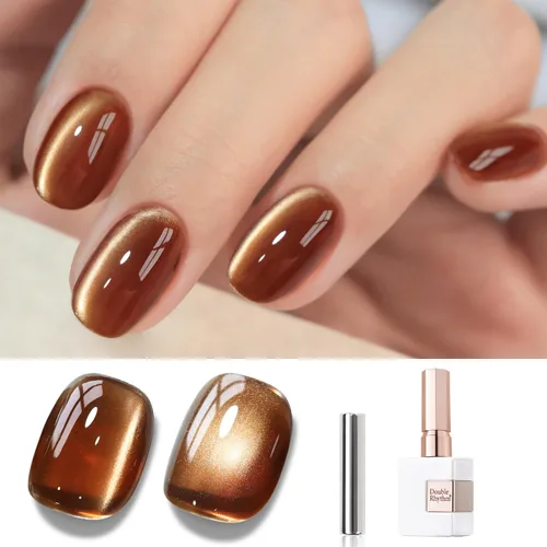 Miniatura 9 de Double Rhythm Esmalte de gel Jelly Glass de ojo de gato con imán, 0.5 onzas líquidas, brillo holográfico, brillante, translúcido