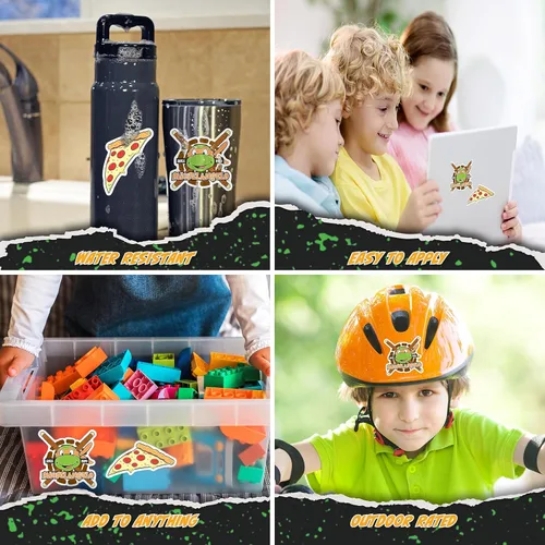Miniatura 2 de TMNT Teenage Mutant Ninja Turtles Mikey - Juego de 3 calcomanías de tortuga ninja Michelangelo para coche, botella de agua, bicicleta, casco, Miguel