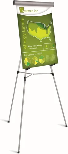 Miniatura 9 de MasterVision Caballete telescópico resistente de 3 patas, altura ajustable de 37.5 a 69 pulgadas, plateado, FLX05102MV