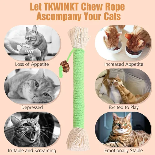 Miniatura 5 de 5 piezas de juguetes masticables para gatos, 5.9 pulgadas, juguetes de hierba gatera para gatos, limpieza de dientes, juguetes para gatos