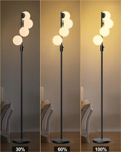 Miniatura 3 de Lightdot Lámpara de pie de globo regulable de 64 pulgadas, lámparas de pie negras con 4 bombillas de 3000 K incluidas, lámpara de pie moderna de 4