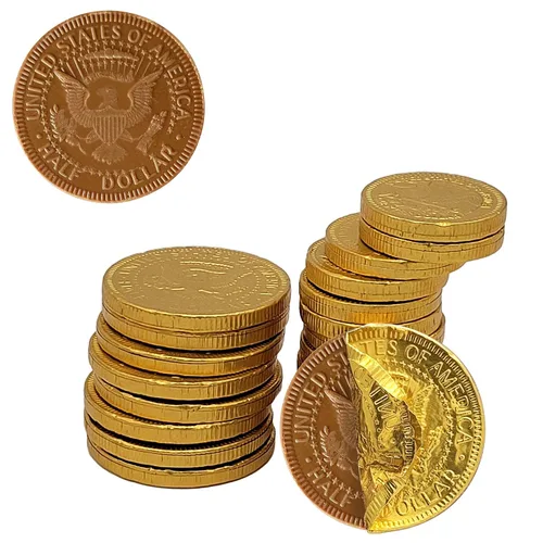 Miniatura 4 de Monedas de chocolate con leche, chocolate belga, sin nueces, diseño de bóveda