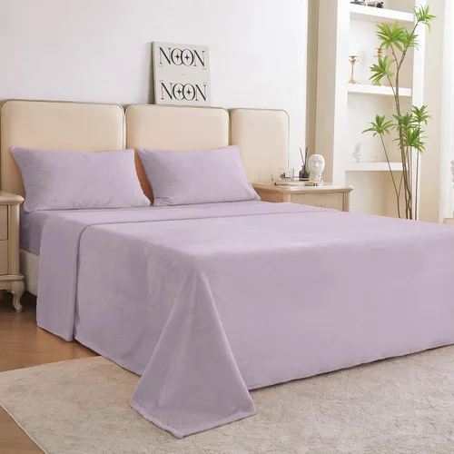 Miniatura 64 de Viviland Juego de sábanas de microforro polar tamaño matrimonial, sábanas ajustadas tipo franela para Navidad con bolsillo de 15" de profundidad