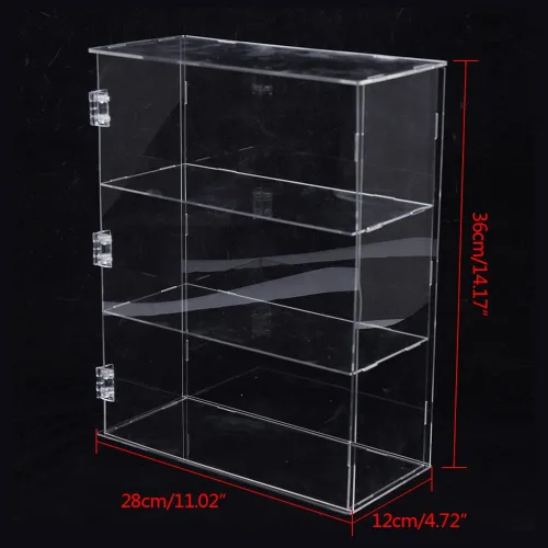 Miniatura 4 de 3 capas de 11 pulgadas de ancho x 4.7 pulgadas de profundidad x 14 pulgadas de alto, vitrina de exhibición de acrílico para figuras de acción