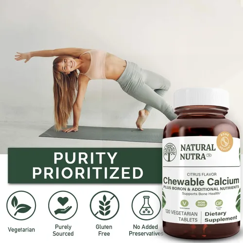Miniatura 4 de Natural Nutra Suplemento de calcio masticable para la fuerza ósea, promueve la salud muscular, ayuda a mejorar la salud de los dientes, apoya