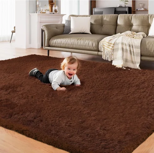 Miniatura 13 de AMTOVO - Alfombras de pelo largo para sala de estar, alfombra de 8 x 10 pies, alfombra grande y esponjosa negra, alfombra de pelo suave