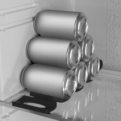 Miniatura 3 de kwmobile Alfombrilla apilable de silicona para botellas, organizador de refrigerador para apilar botellas, latas, cerveza, refrescos, estante Negro