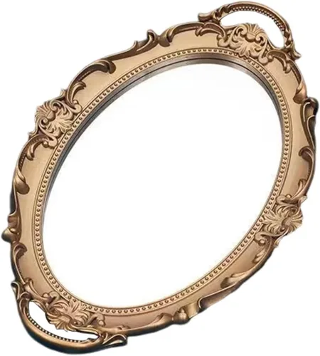Espejo decorativo de pared, espejos colgantes ovalados tallados vintage para pasillo, dormitorio, sala de estar, dorado, 9 x 14 pulgadas