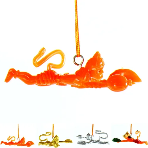 Miniatura 2 de Yogic Mantra Flying Hanuman Ji para coche Color naranja Ídolo Hanuman colgante para espejo de coche Escultura clásica voladora Hanuman