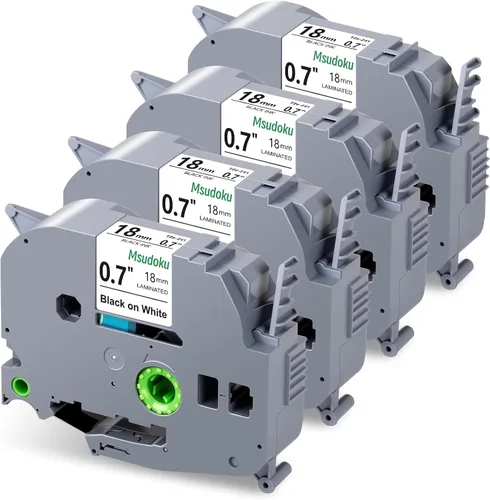 Paquete de 4 cintas TZe TZ de 0.709 in 0.7 laminadas blancas de repuesto para cinta Brother TZe-241 TZe241 TZ-241 TZ241 TZ241 0.709 in etiqueta